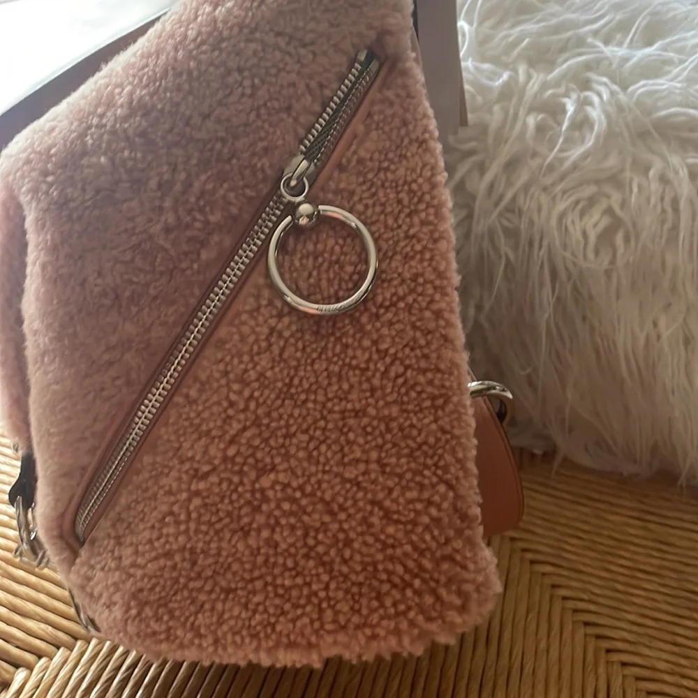 Rebecca Minkoff large Julian Leather Shearling backpack NWT🌺